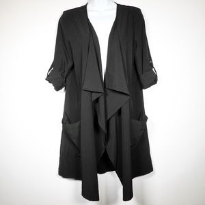 Ya Los Angeles Sz S Black Draped Duster NWT Kimono Open Front Jacket Coat